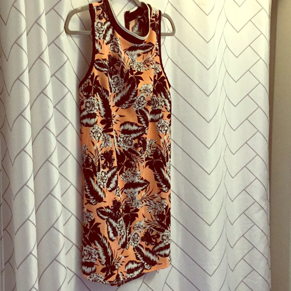 Tropical print tank mini dress